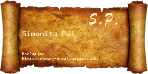 Simonits Pál névjegykártya